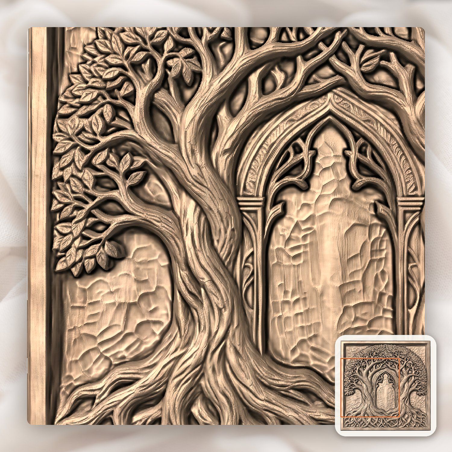 Ancient Elven Gate Intertwined Trees CNC Relief STL bas-relief STL — view 10