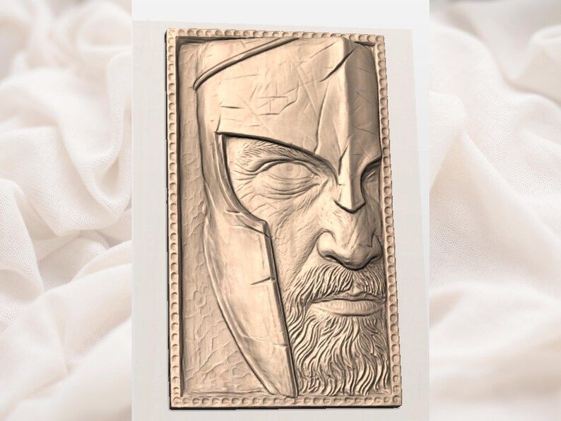 Battle-Worn Spartan Warrior Half-Face Relief STL for CNC bas-relief STL — view 2
