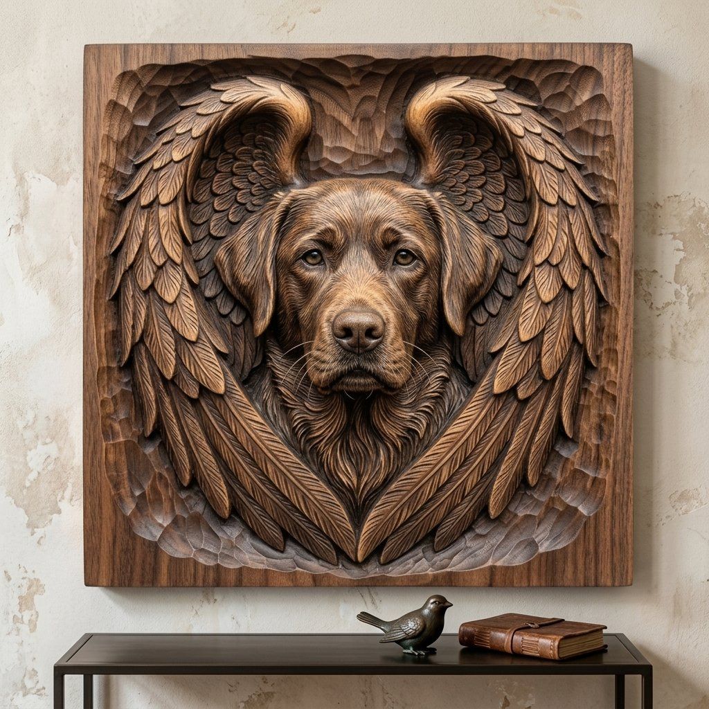 Angel Labrador Retriever Wall Art bas-relief STL — view 6