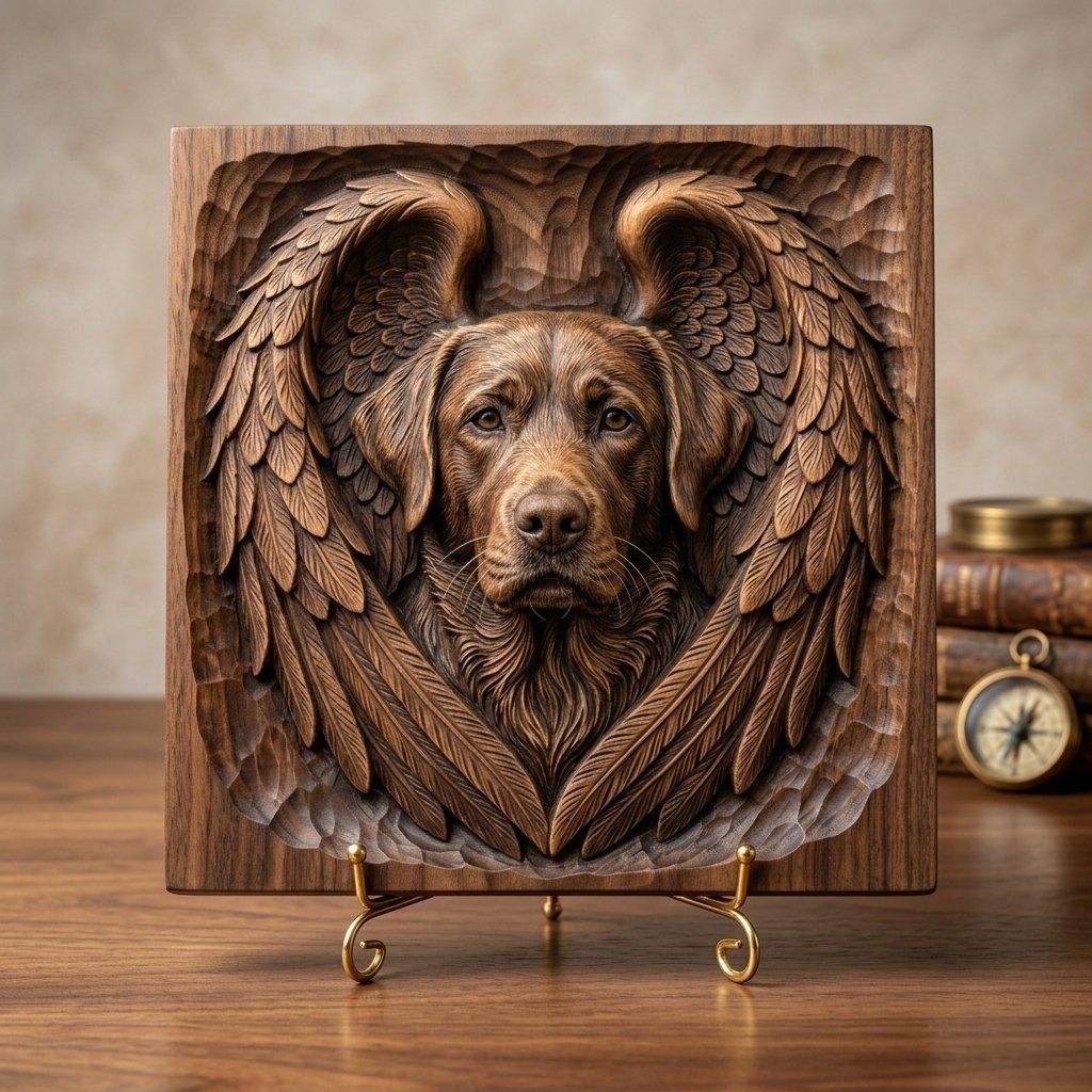 Angel Labrador Retriever Wall Art bas-relief STL — view 7