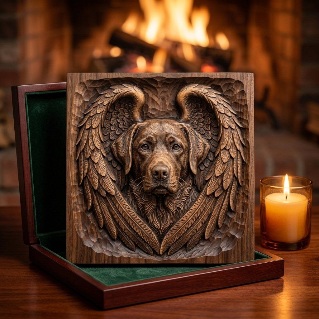 Angel Labrador Retriever Wall Art bas-relief STL — view 9