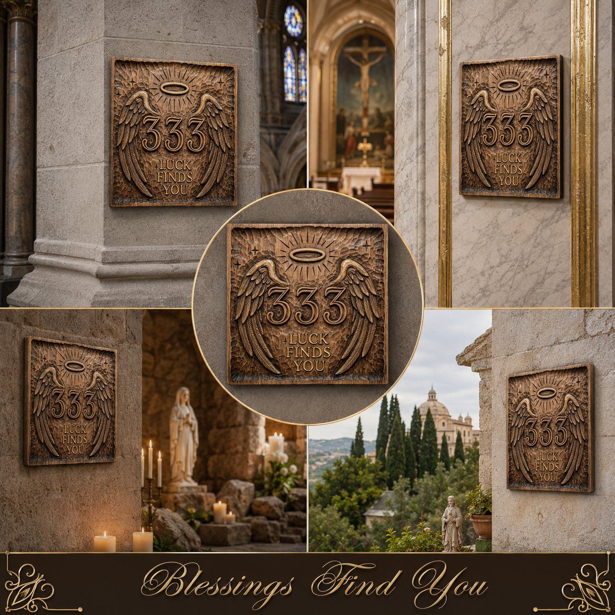 Angel Number 333 Luck Finds You CNC Relief STL bas-relief STL — view 10