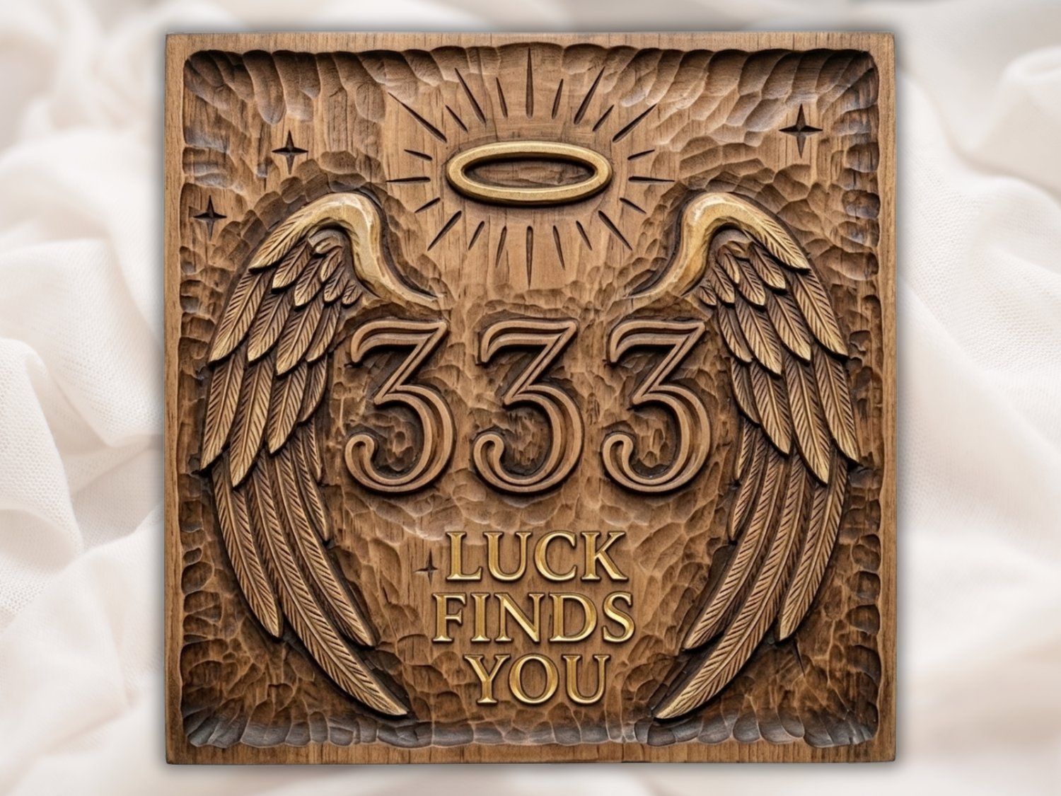 Angel Number 333 Luck Finds You CNC Relief STL bas-relief STL — view 2
