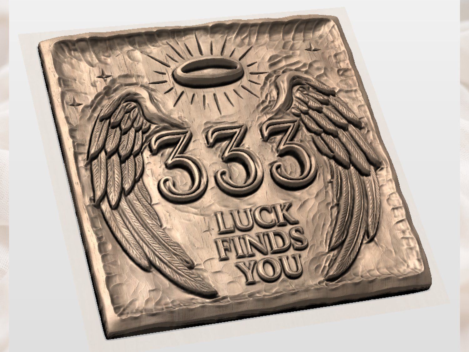 Angel Number 333 Luck Finds You CNC Relief STL bas-relief STL — view 3