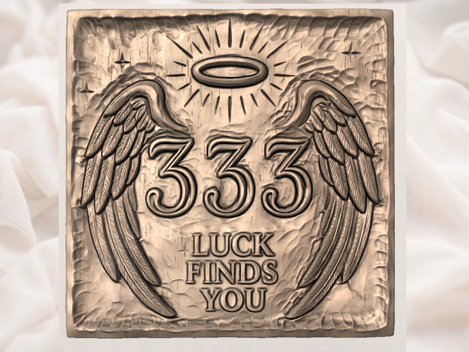 Angel Number 333 Luck Finds You CNC Relief STL bas-relief STL — view 4