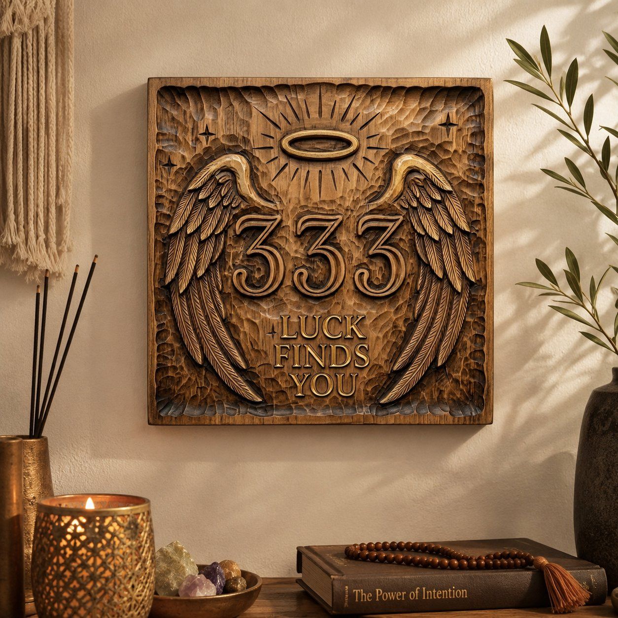 Angel Number 333 Luck Finds You CNC Relief STL bas-relief STL — view 6