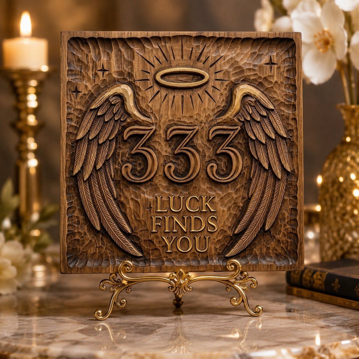 Angel Number 333 Luck Finds You CNC Relief STL bas-relief STL — view 7