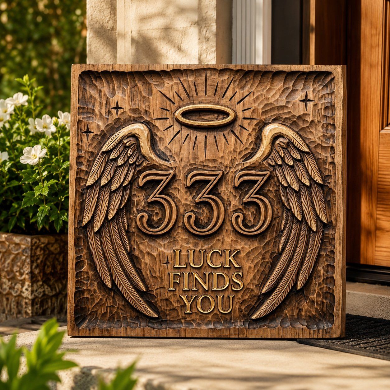 Angel Number 333 Luck Finds You CNC Relief STL bas-relief STL — view 8