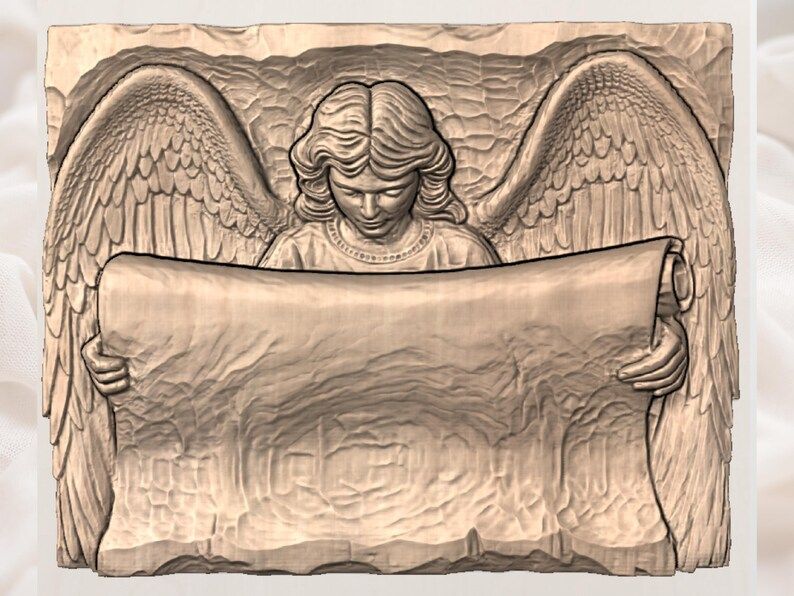 Guardian Angel Holding an Open Scroll Bas-Relief STL bas-relief STL — view 2