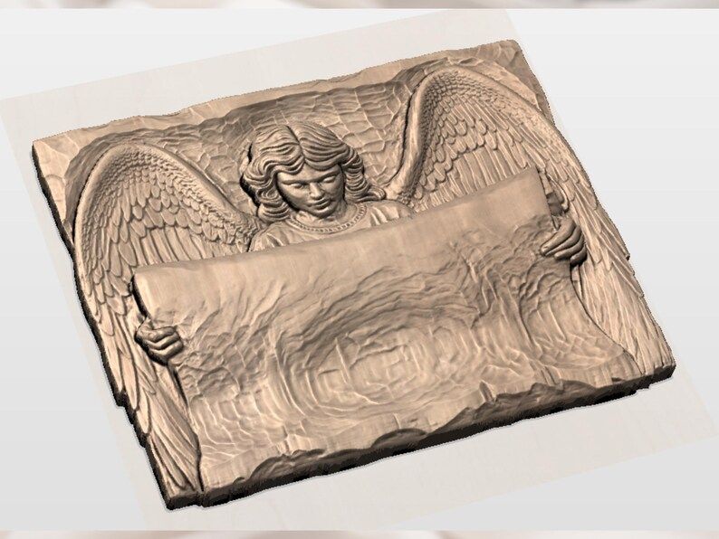 Guardian Angel Holding an Open Scroll Bas-Relief STL bas-relief STL — view 3