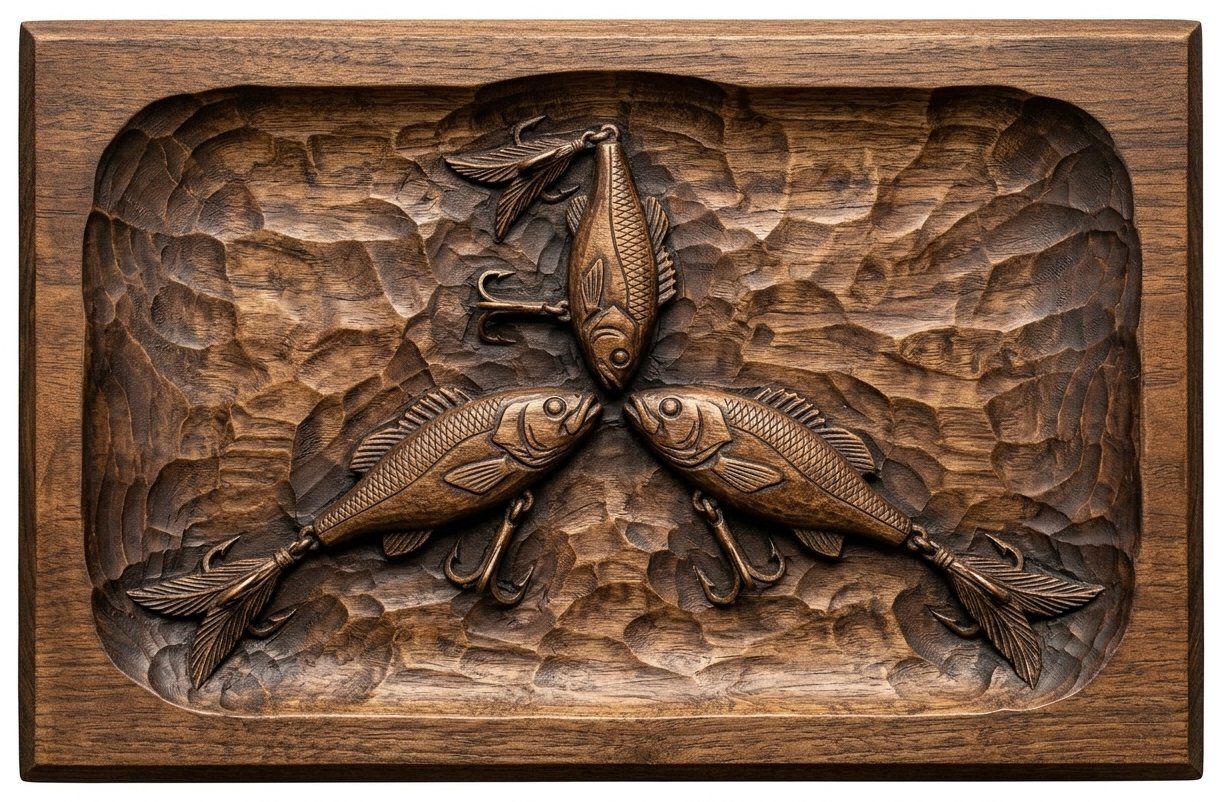 Antique Fishing Lure Trio CNC Relief STL bas-relief STL — view 12