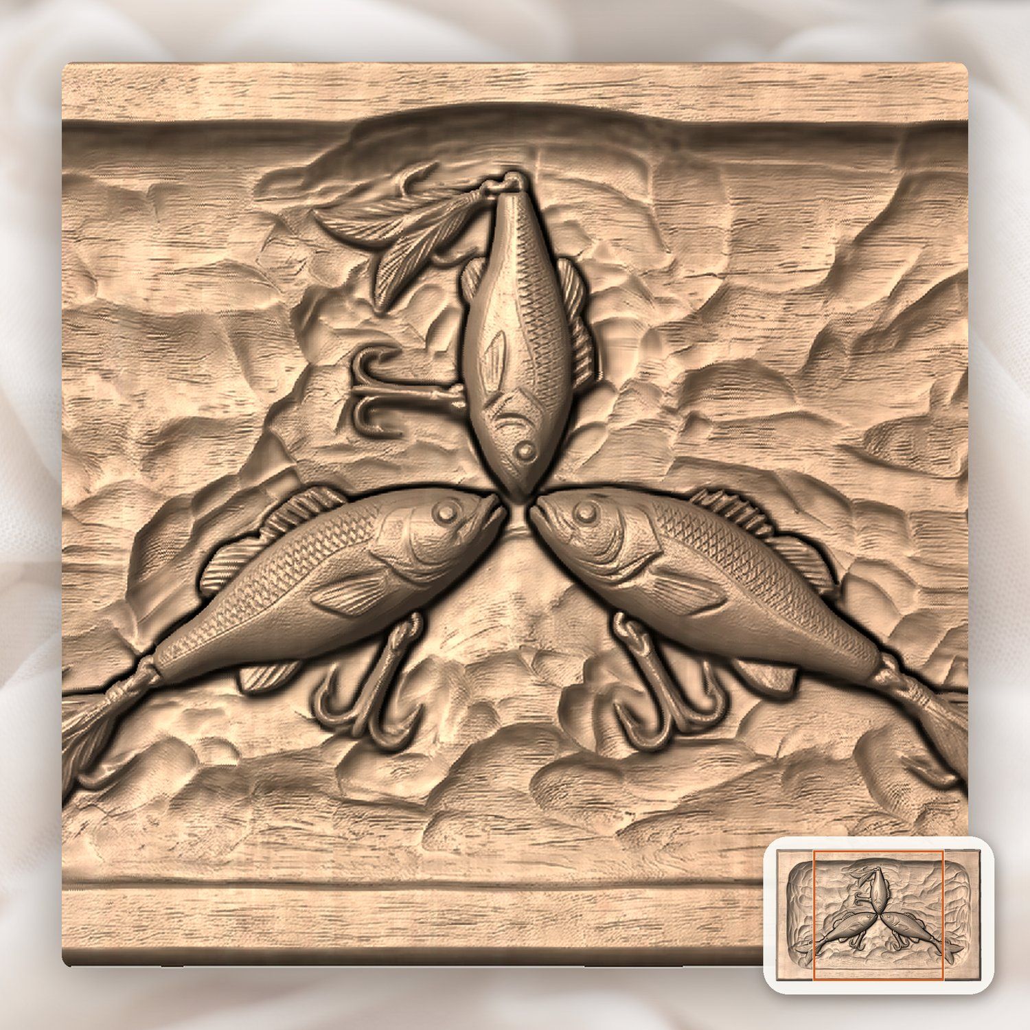 Antique Fishing Lure Trio CNC Relief STL bas-relief STL — view 6