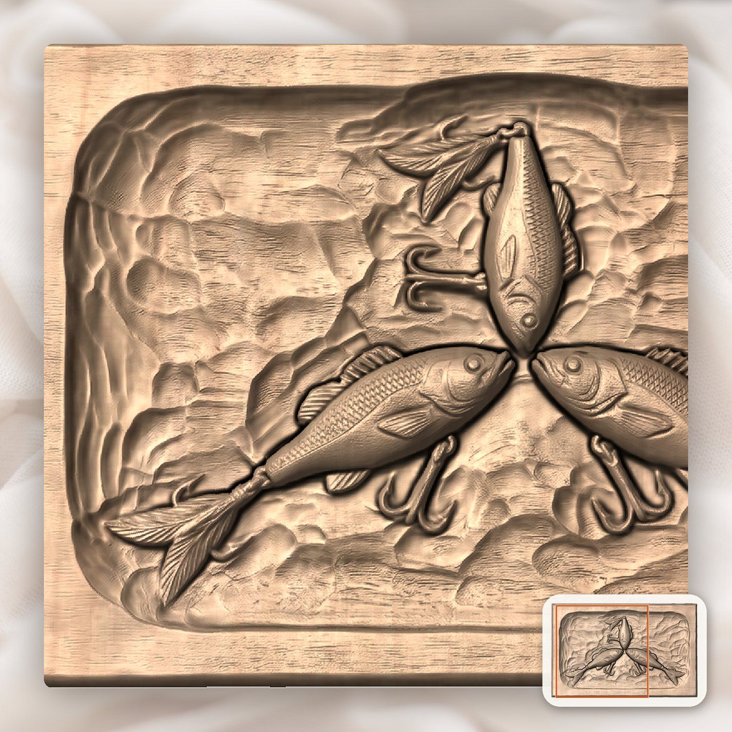 Antique Fishing Lure Trio CNC Relief STL bas-relief STL — view 7