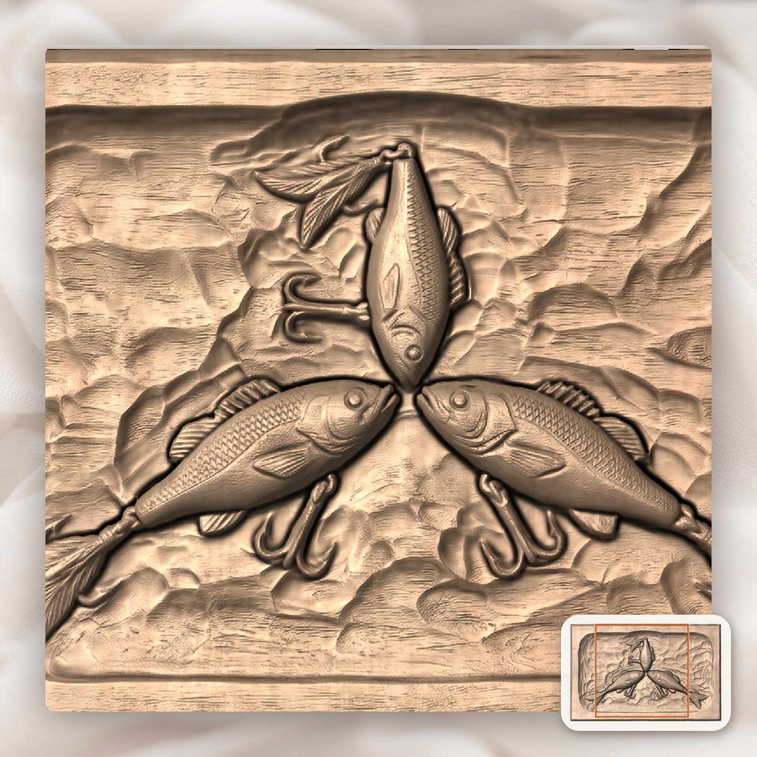 Antique Fishing Lure Trio CNC Relief STL bas-relief STL — view 8