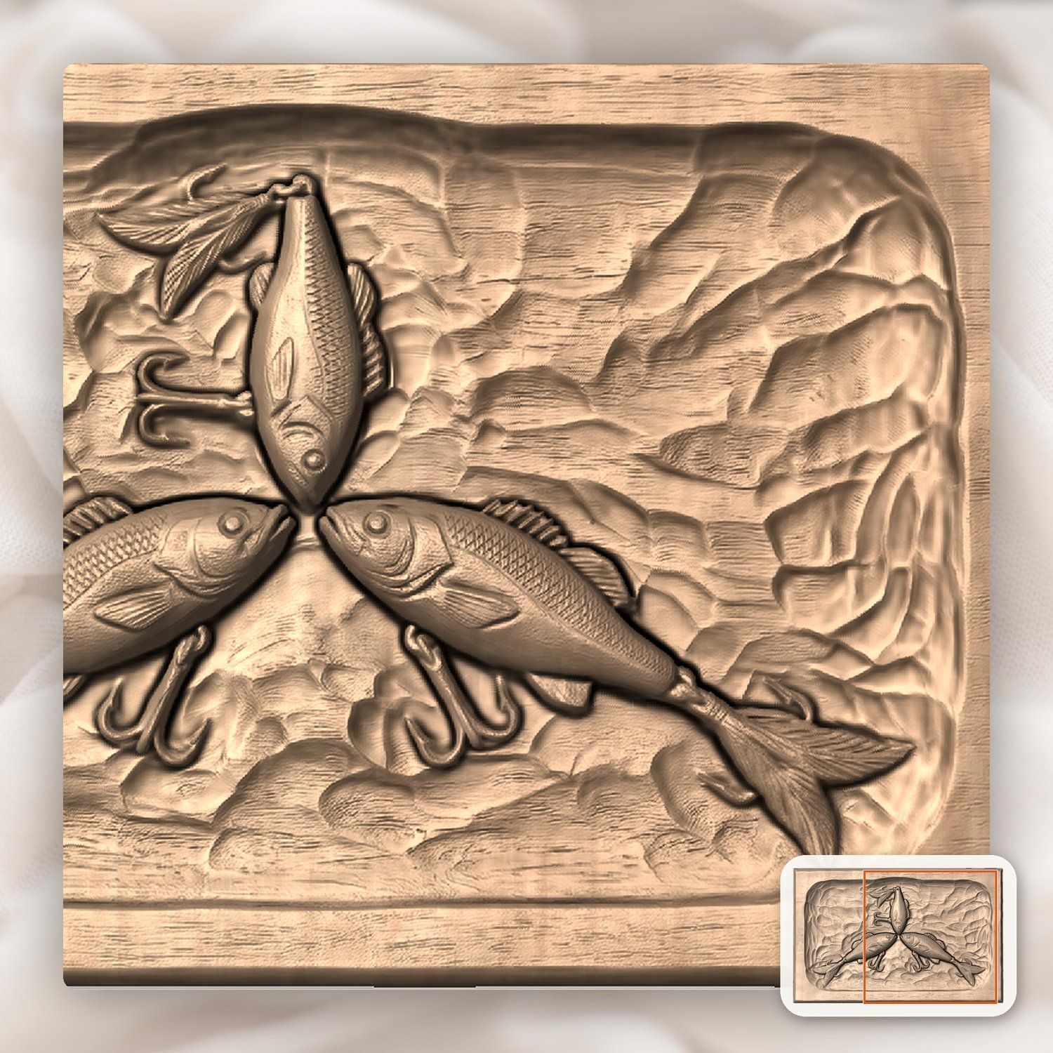 Antique Fishing Lure Trio CNC Relief STL bas-relief STL — view 9