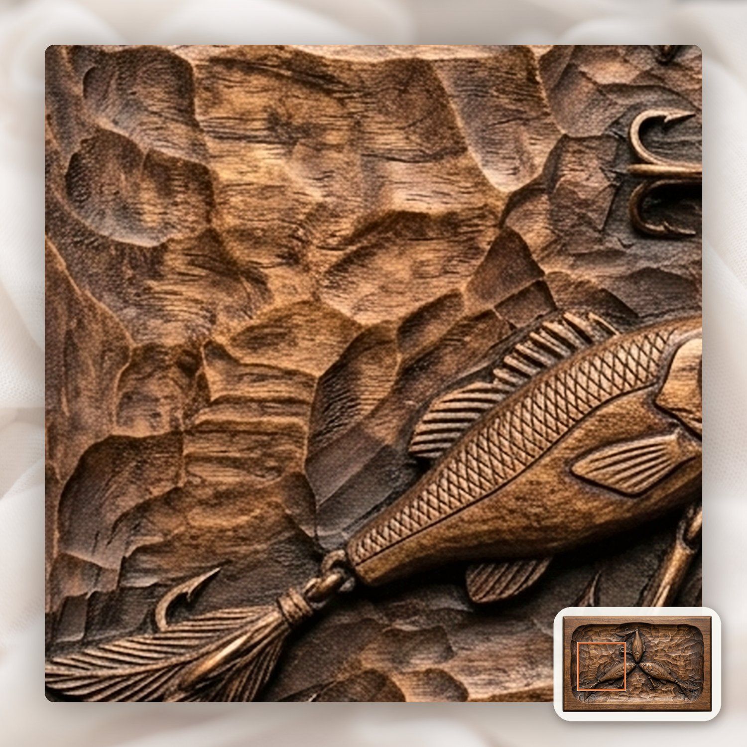 Antique Fishing Lure Trio CNC Relief STL bas-relief STL — view 11