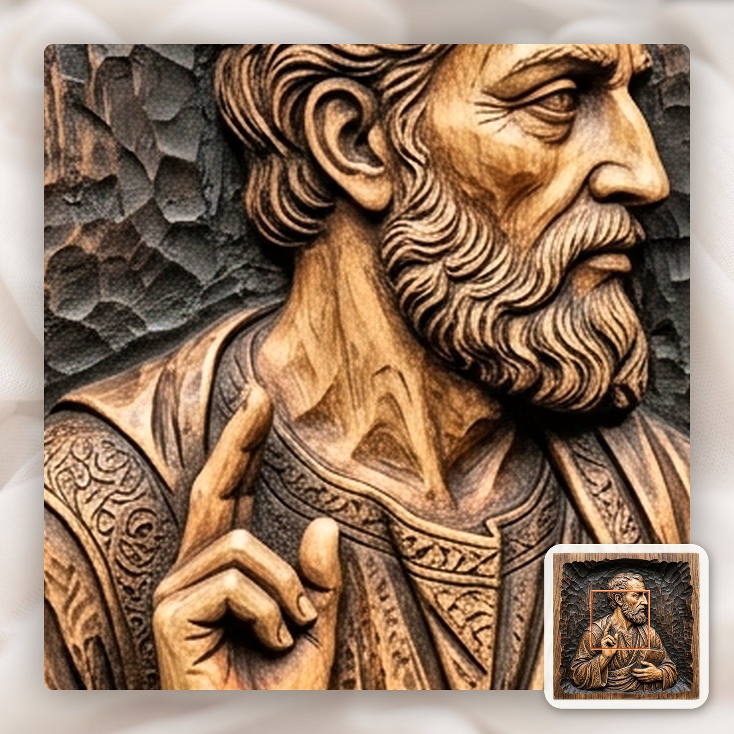 Apostle Saint Paul Religious Wood Carving CNC Relief STL bas-relief STL — view 12