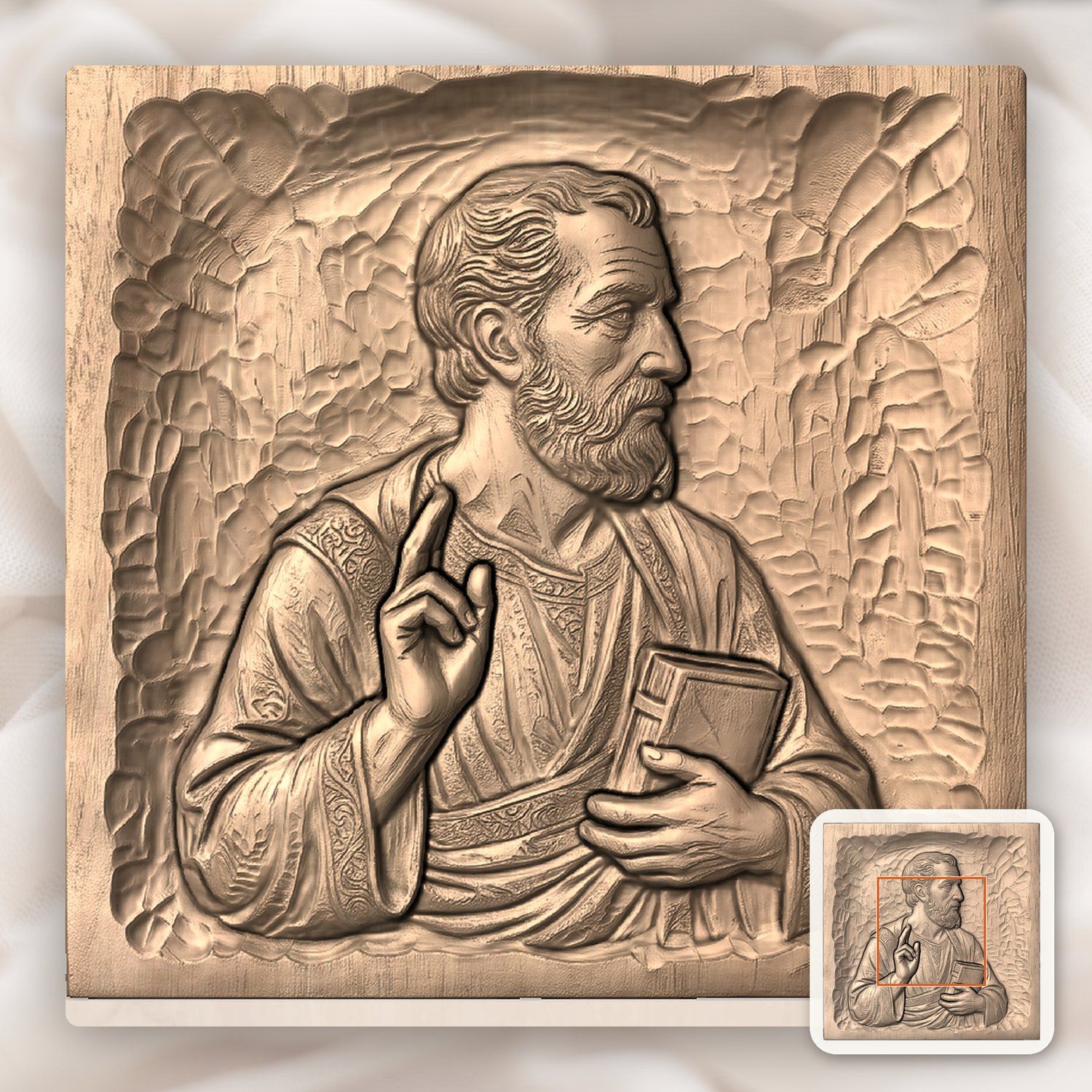 Apostle Saint Paul Religious Wood Carving CNC Relief STL bas-relief STL — view 6
