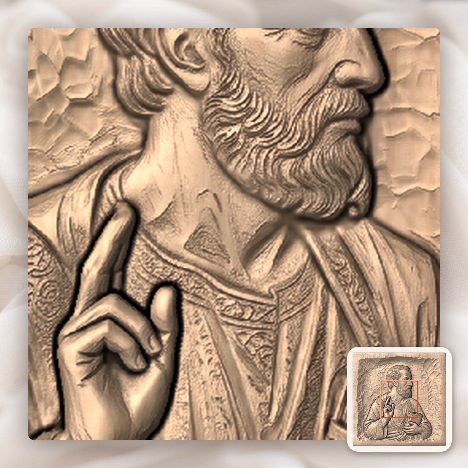 Apostle Saint Paul Religious Wood Carving CNC Relief STL bas-relief STL — view 7