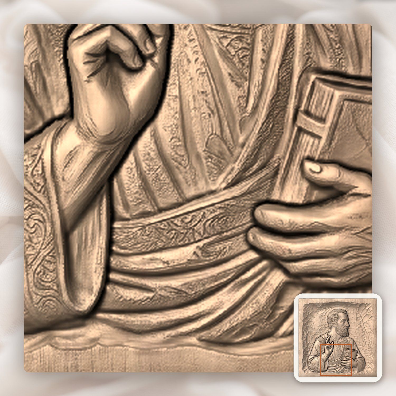 Apostle Saint Paul Religious Wood Carving CNC Relief STL bas-relief STL — view 8
