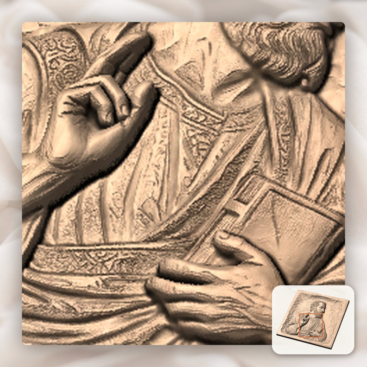 Apostle Saint Paul Religious Wood Carving CNC Relief STL bas-relief STL — view 9