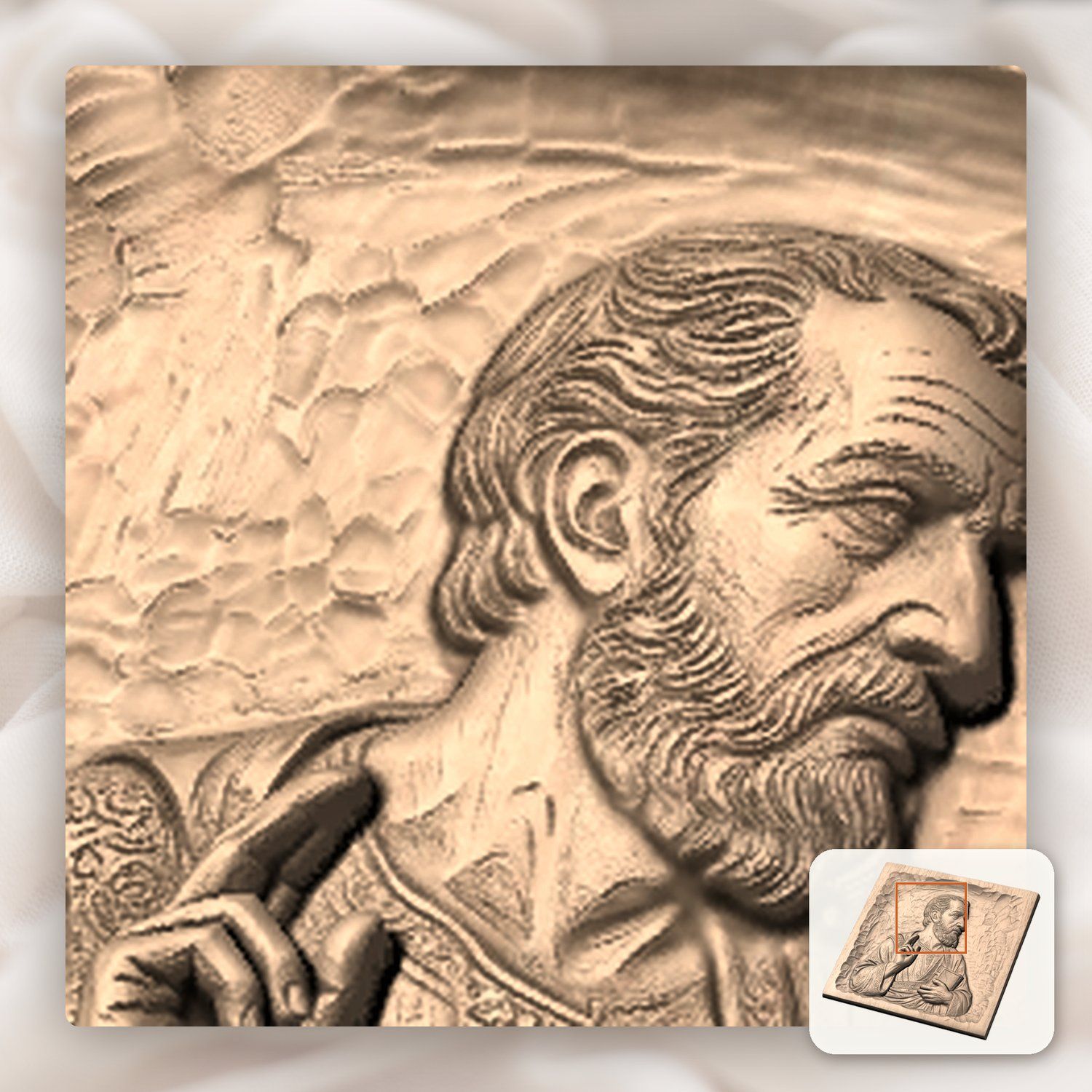 Apostle Saint Paul Religious Wood Carving CNC Relief STL bas-relief STL — view 10