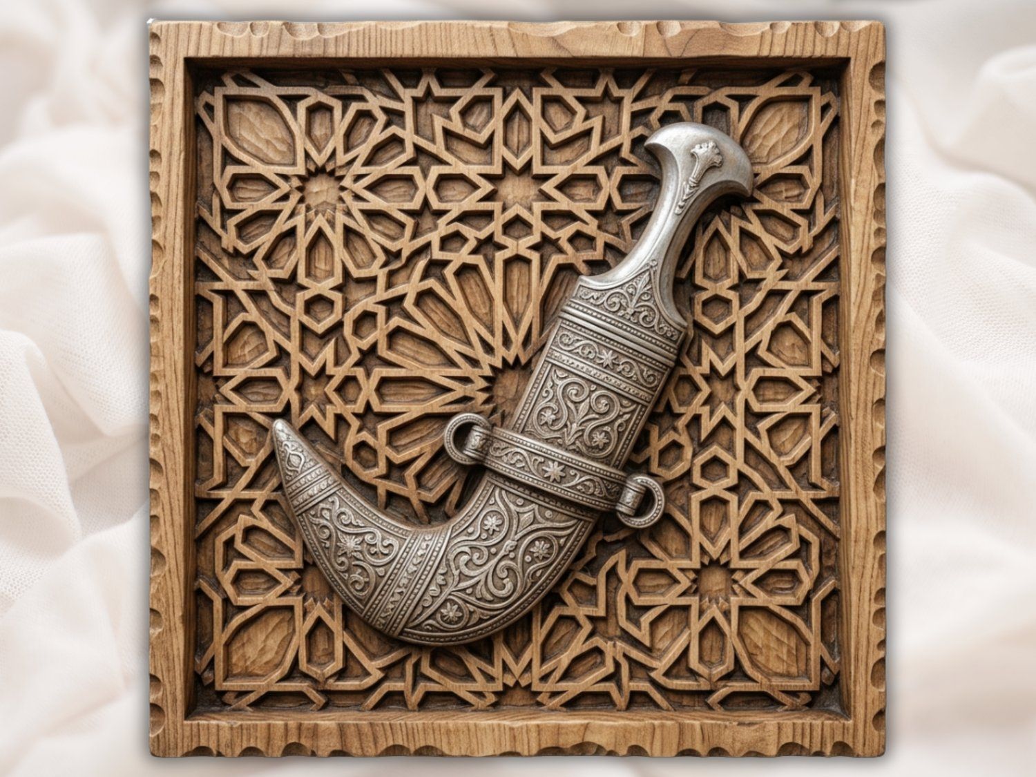 Arabian Khanjar Dagger Geometric Panel CNC Relief STL bas-relief STL — view 2