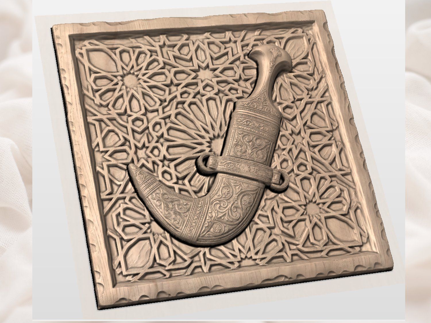 Arabian Khanjar Dagger Geometric Panel CNC Relief STL bas-relief STL — view 3