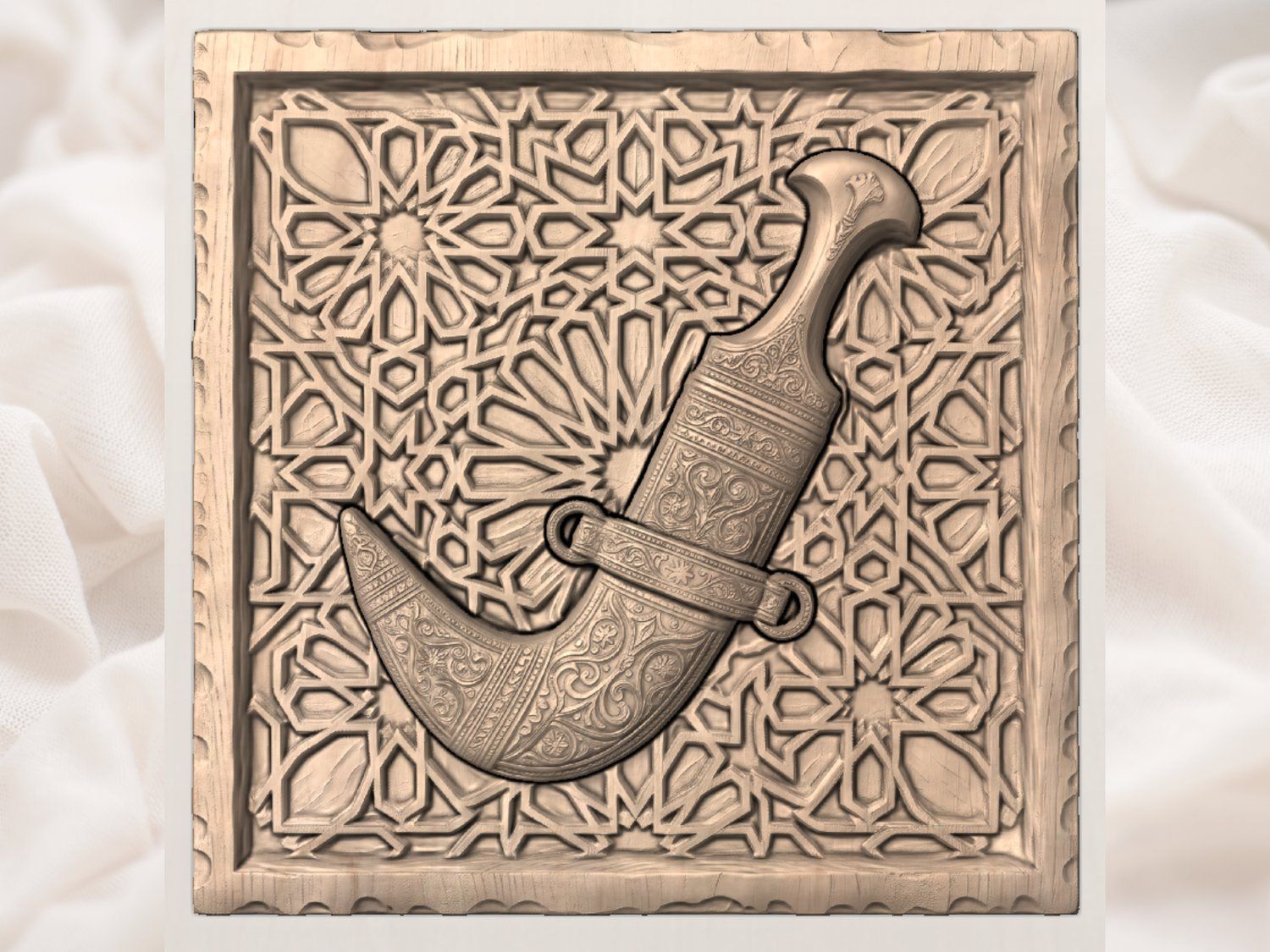 Arabian Khanjar Dagger Geometric Panel CNC Relief STL bas-relief STL — view 4