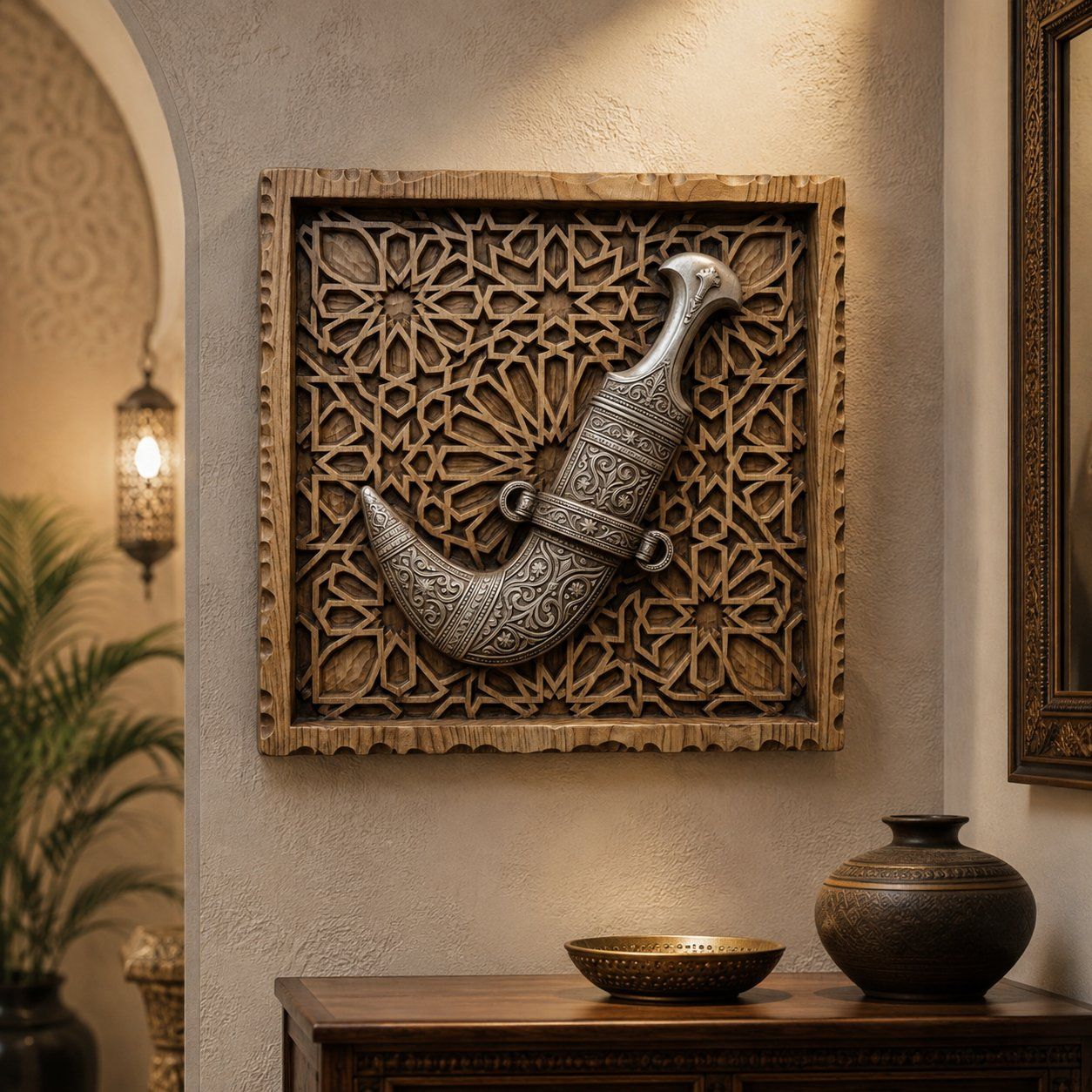 Arabian Khanjar Dagger Geometric Panel CNC Relief STL bas-relief STL — view 6