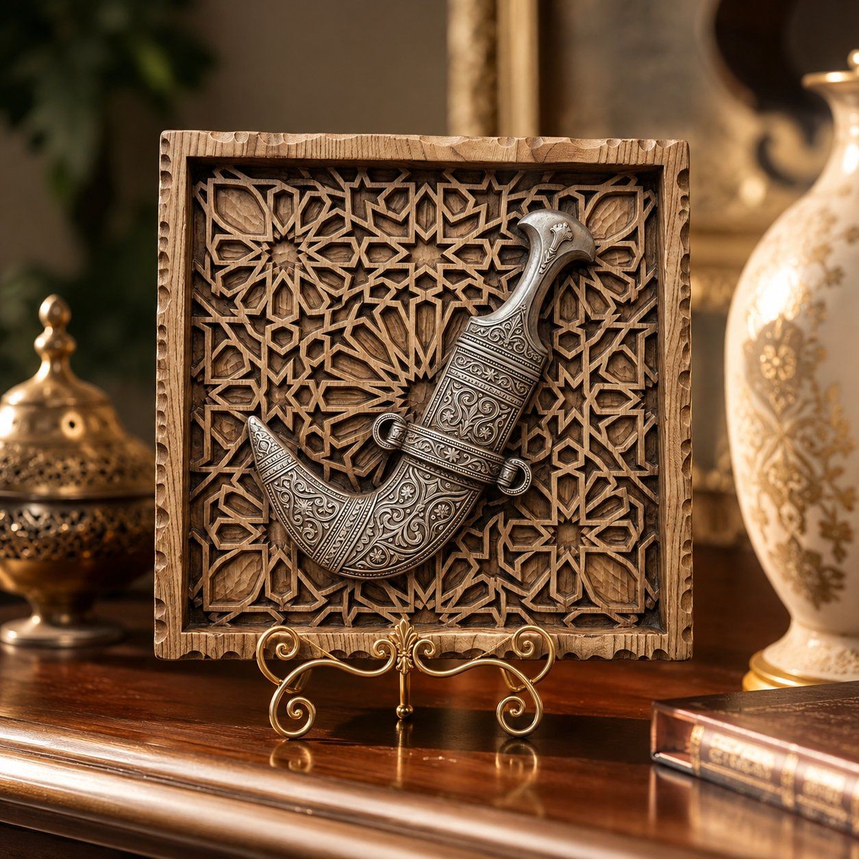 Arabian Khanjar Dagger Geometric Panel CNC Relief STL bas-relief STL — view 7
