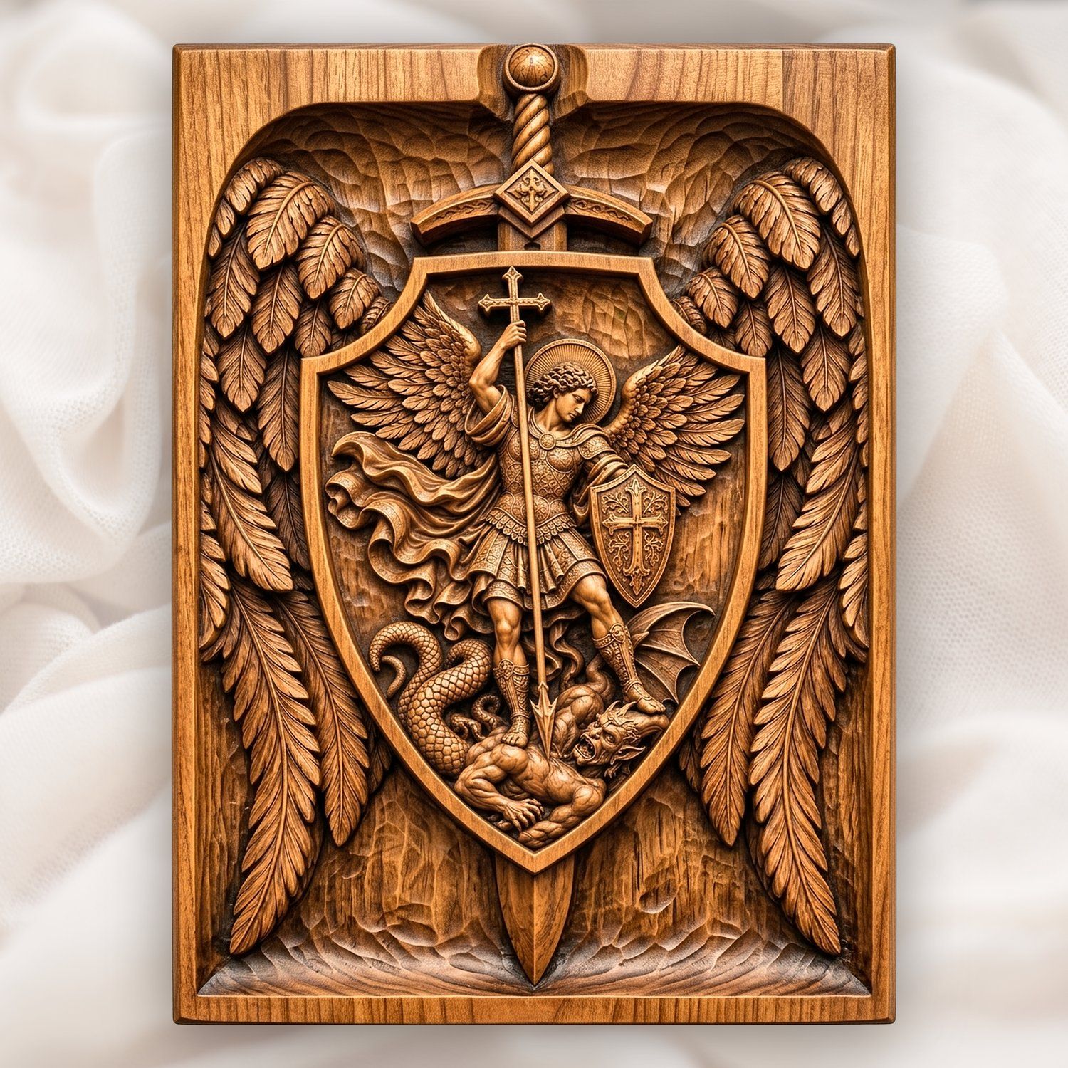 Archangel Michael Demon Triumph CNC Relief STL bas-relief STL design