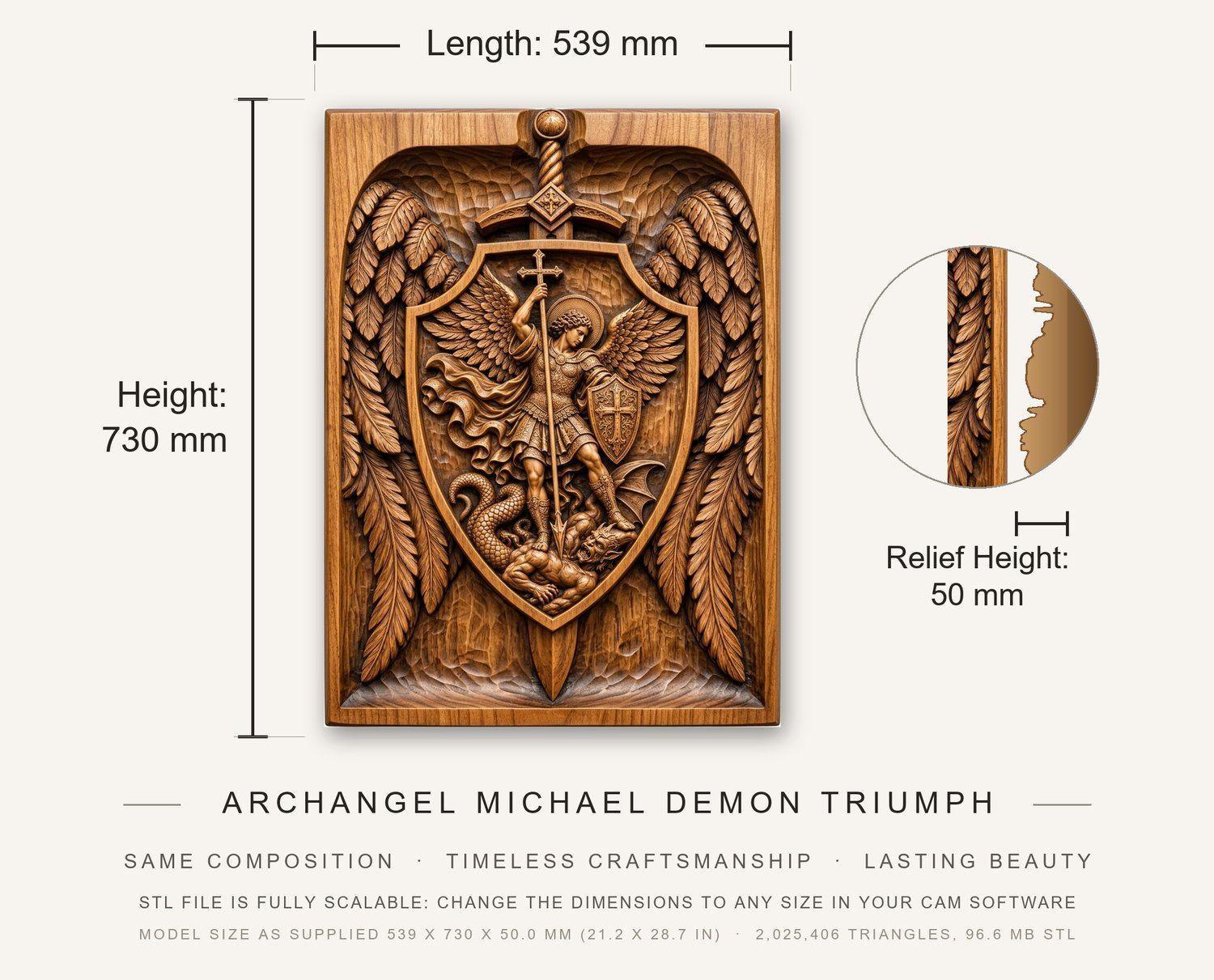 Archangel Michael Demon Triumph CNC Relief STL bas-relief STL — view 12