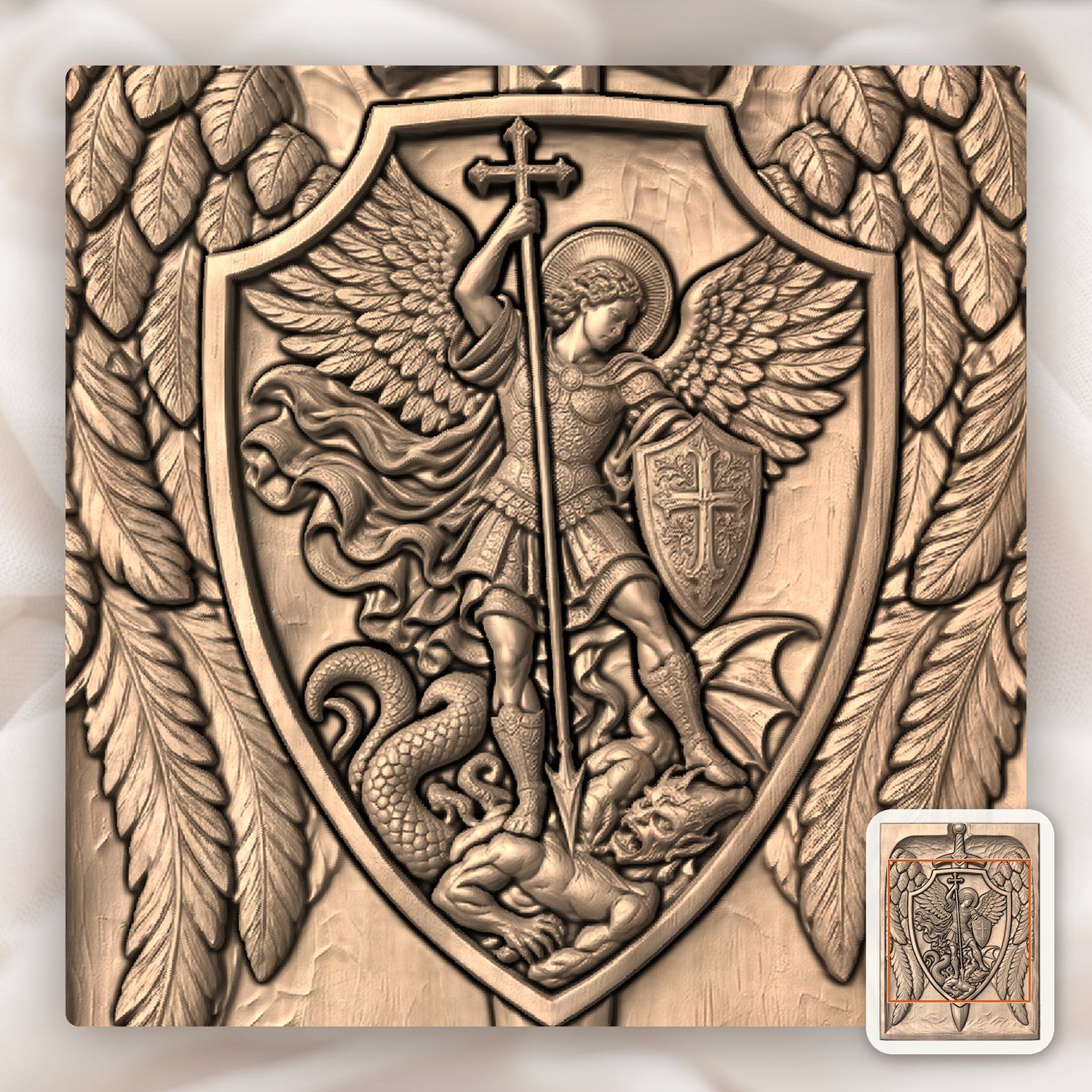 Archangel Michael Demon Triumph CNC Relief STL bas-relief STL — view 4