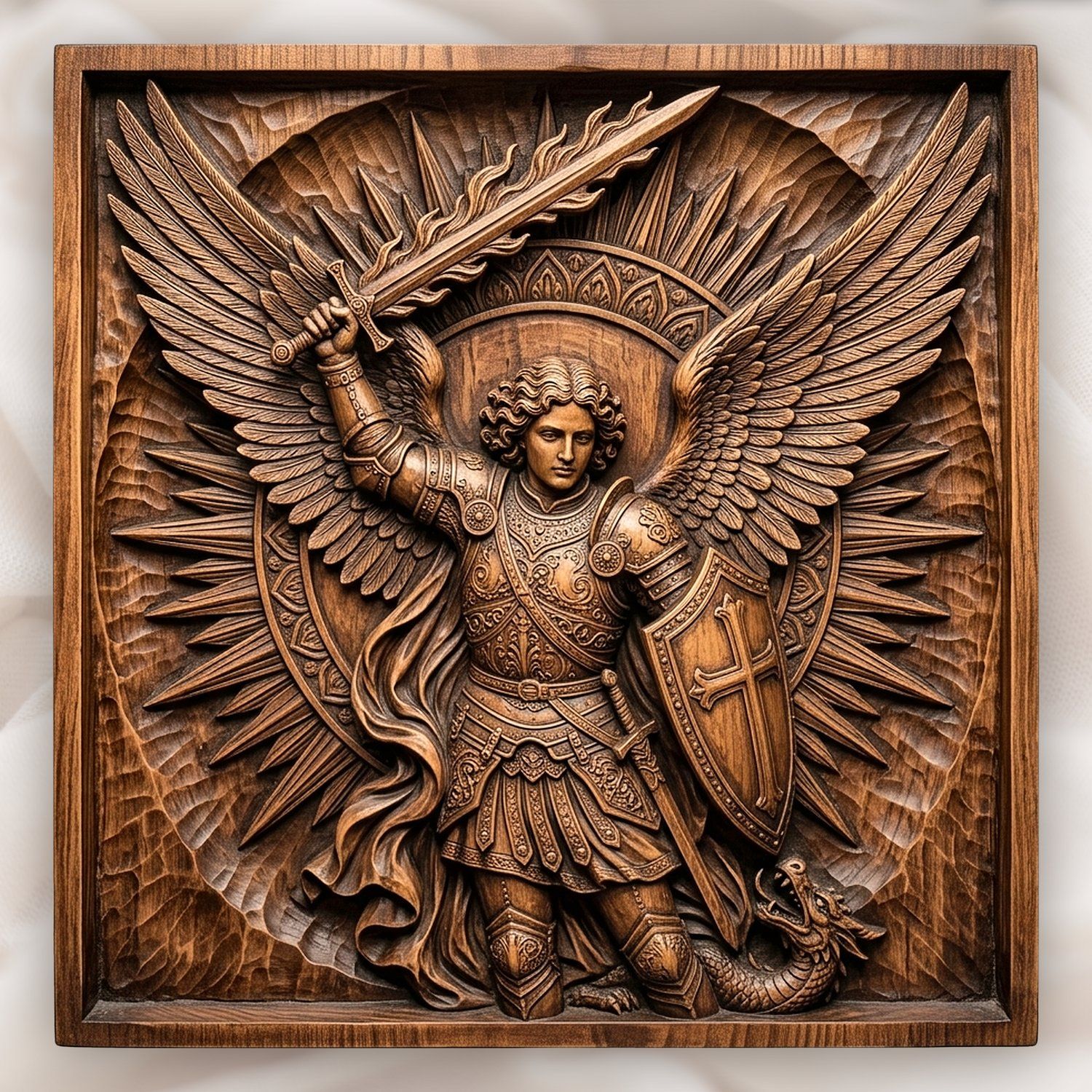 Archangel Michael Saint Flaming Sword CNC Relief STL bas-relief STL design
