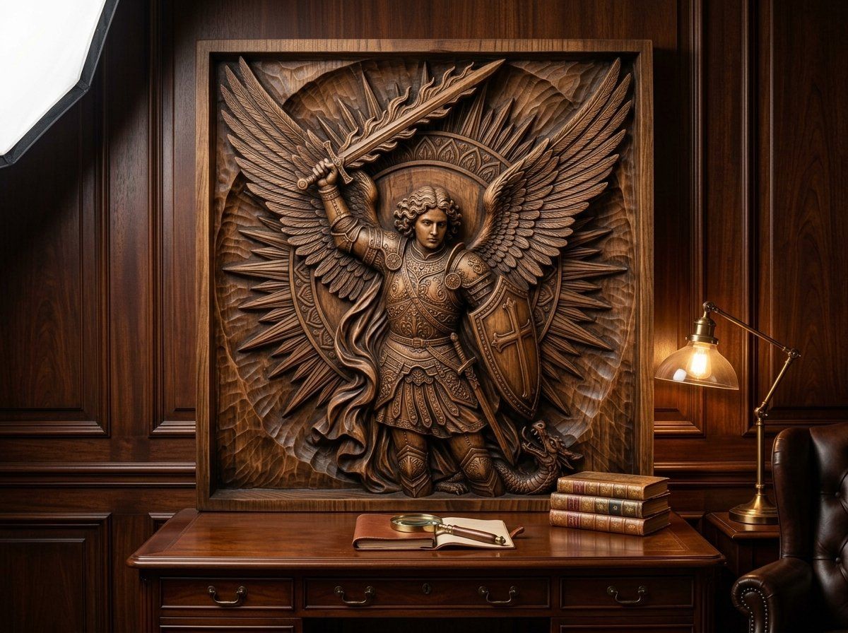 Archangel Michael Saint Flaming Sword CNC Relief STL bas-relief STL — view 13
