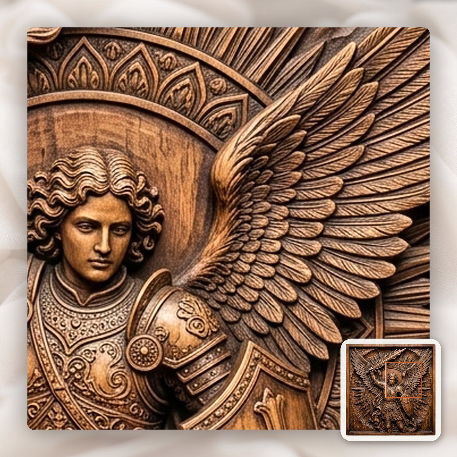Archangel Michael Saint Flaming Sword CNC Relief STL bas-relief STL — view 10