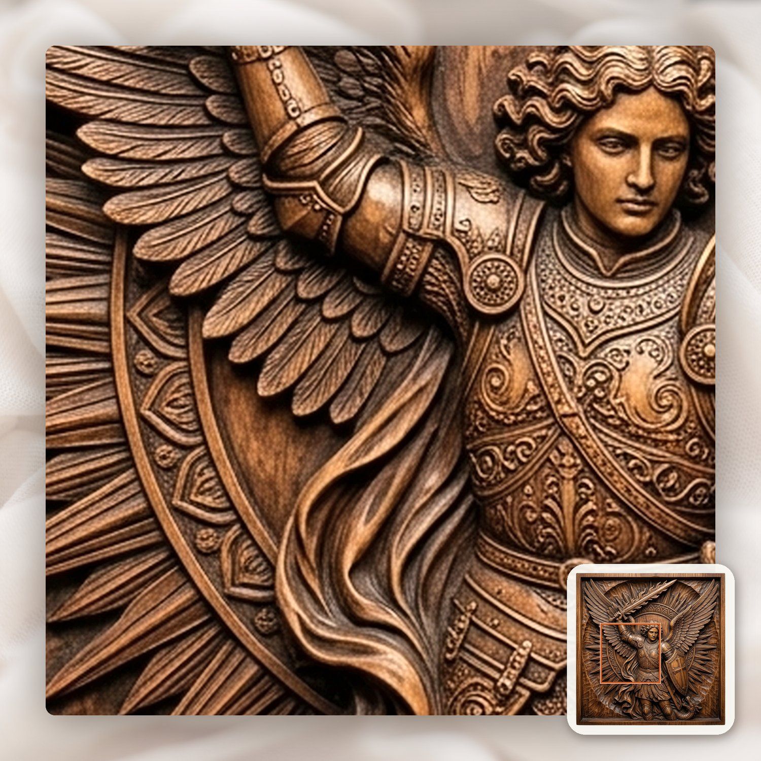 Archangel Michael Saint Flaming Sword CNC Relief STL bas-relief STL — view 11