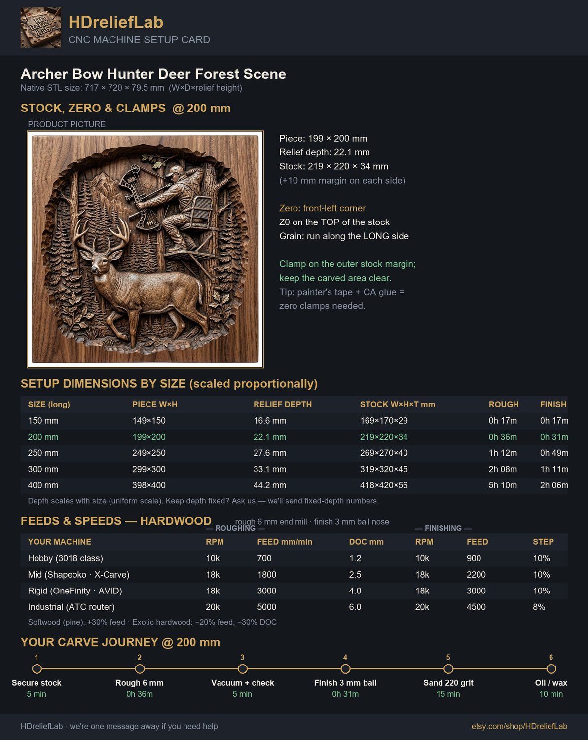 Archer Bow Hunter Deer Forest Scene CNC Relief STL bas-relief STL — view 5