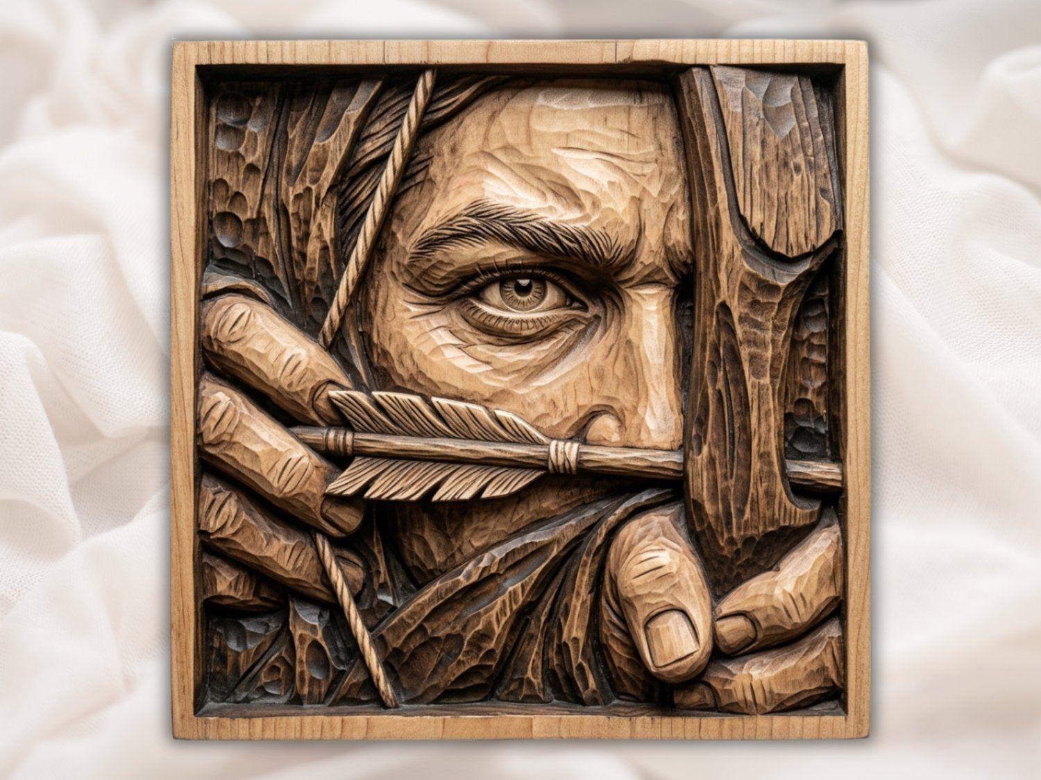Archer Hunting Scene Bas Relief bas-relief STL — view 2
