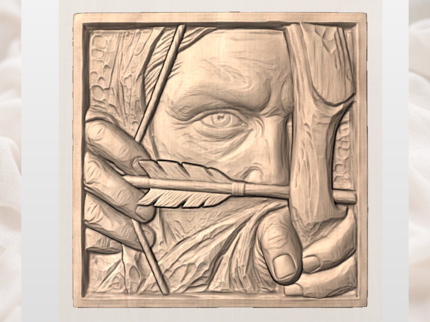 Archer Hunting Scene Bas Relief bas-relief STL — view 3
