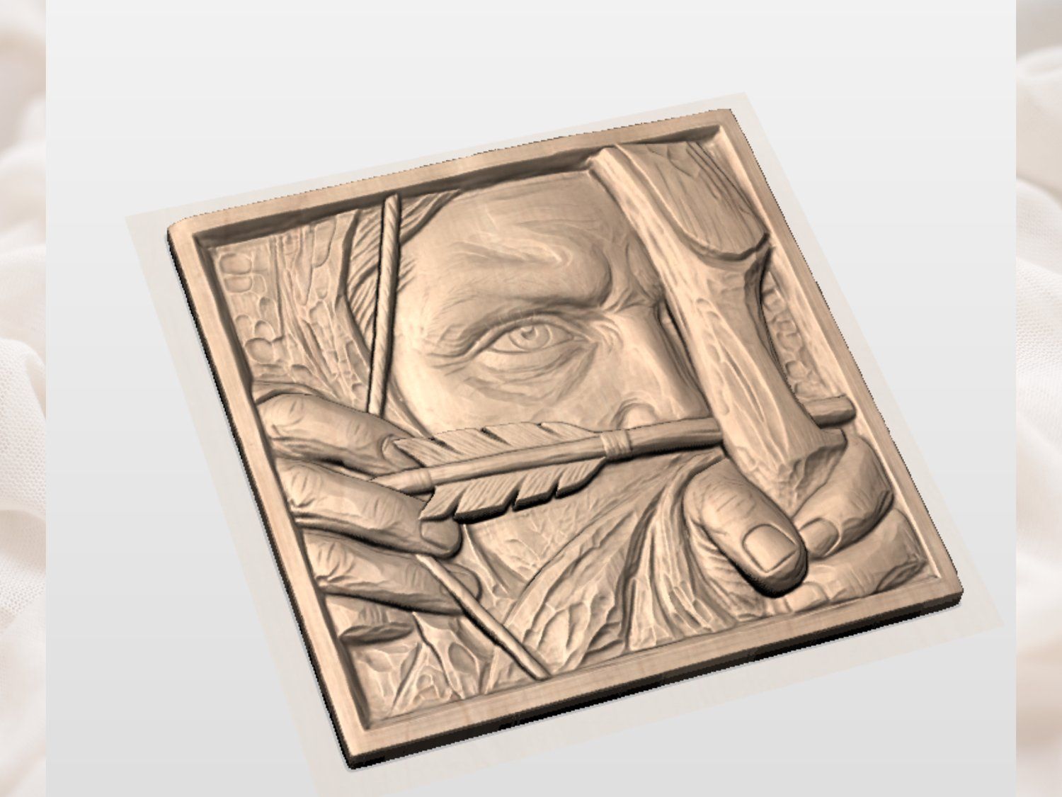 Archer Hunting Scene Bas Relief bas-relief STL — view 4