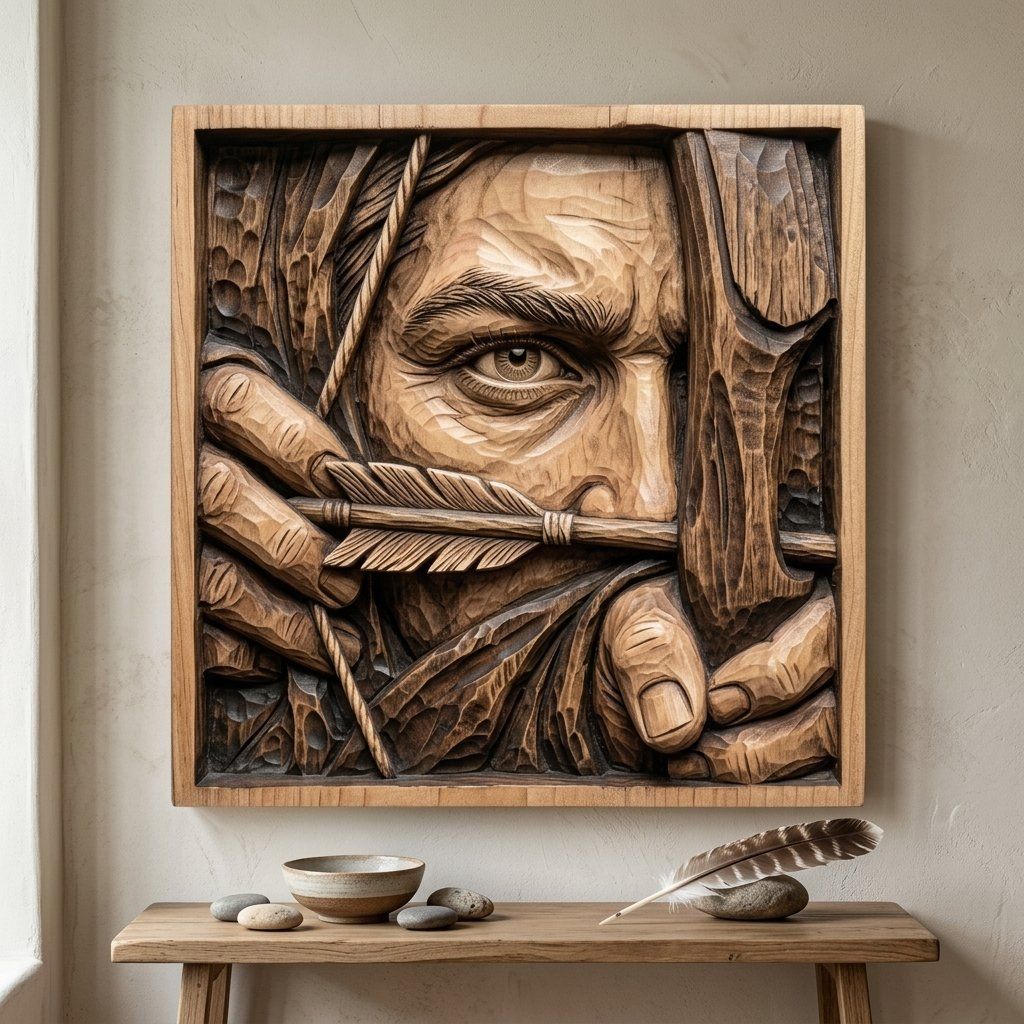 Archer Hunting Scene Bas Relief bas-relief STL — view 7