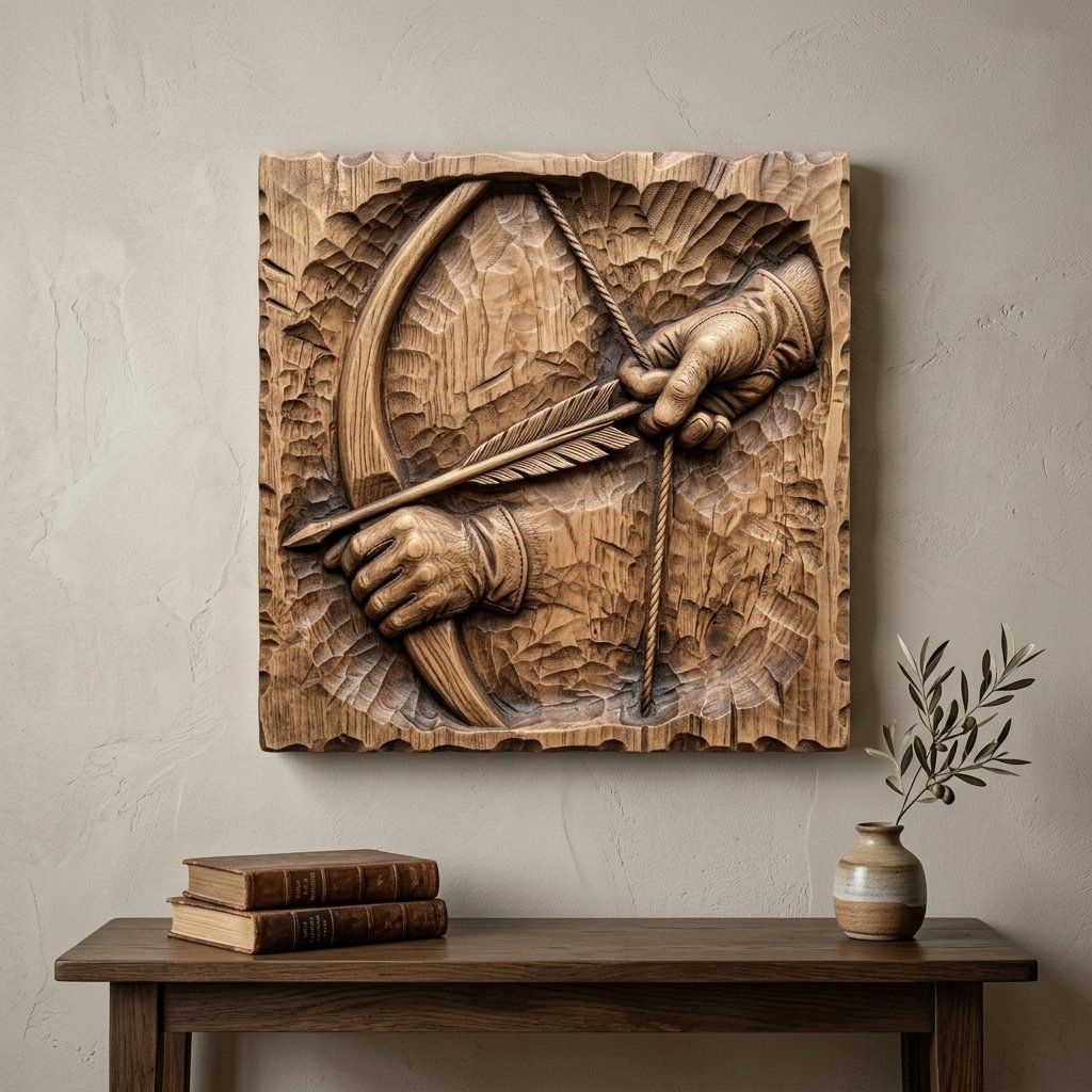 Archery Wall Art Relief bas-relief STL — view 6
