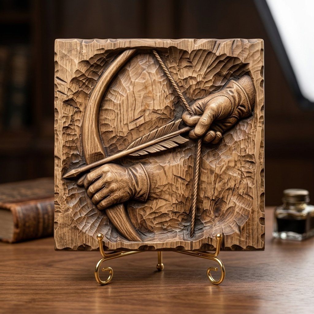 Archery Wall Art Relief bas-relief STL — view 7
