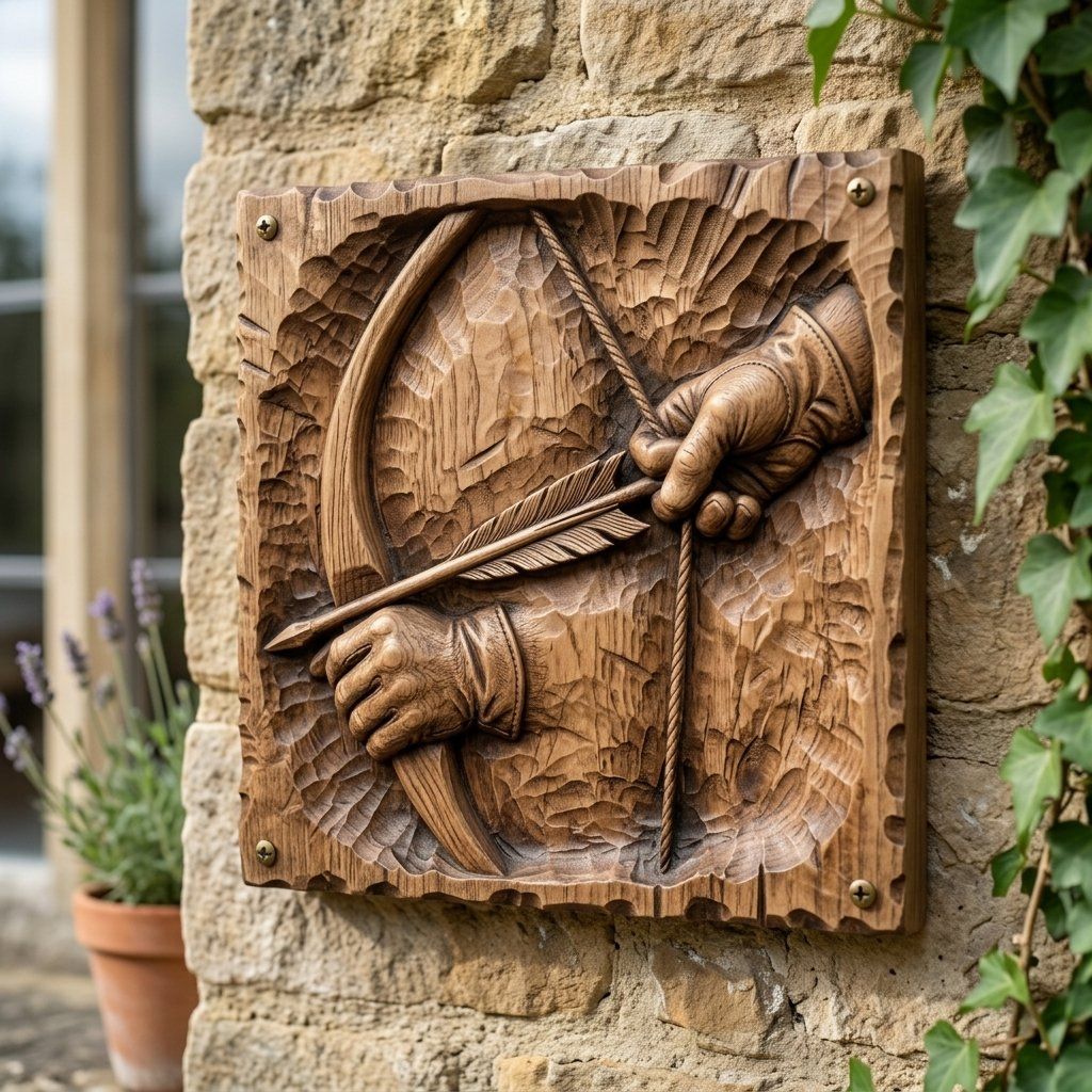 Archery Wall Art Relief bas-relief STL — view 8