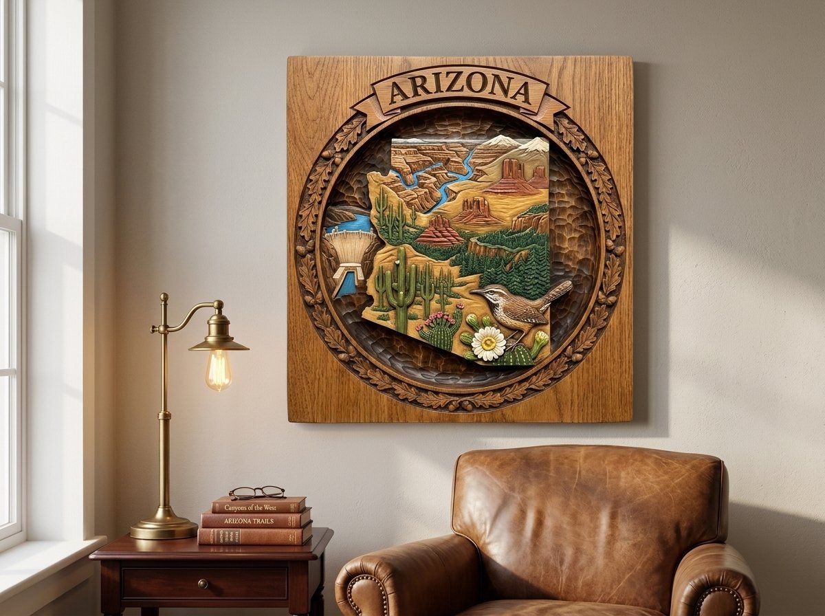 Arizona State Map Grand Canyon CNC Relief STL bas-relief STL — view 13