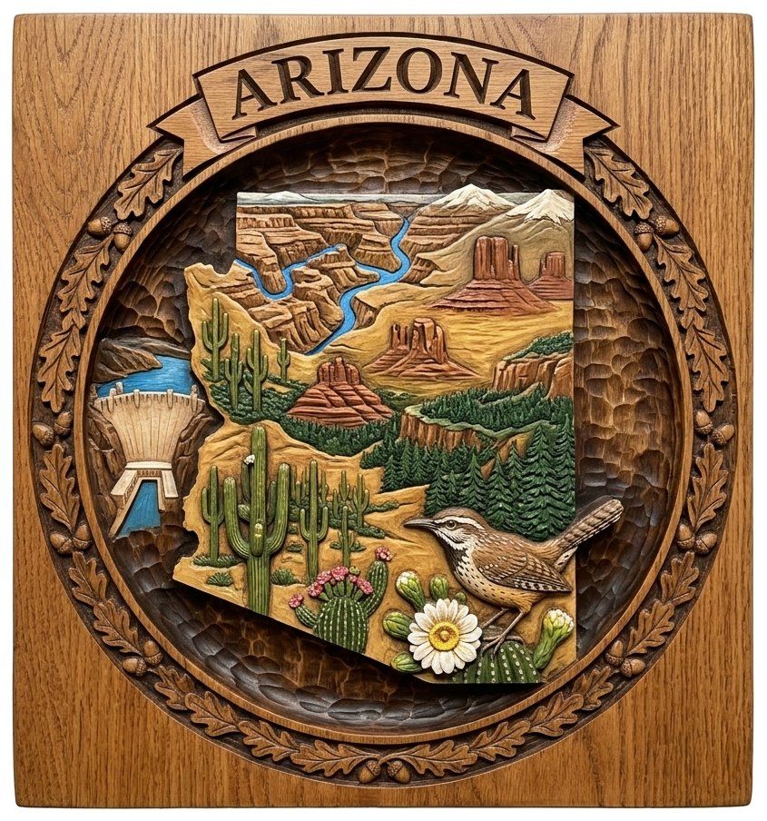 Arizona State Map Grand Canyon CNC Relief STL bas-relief STL — view 4