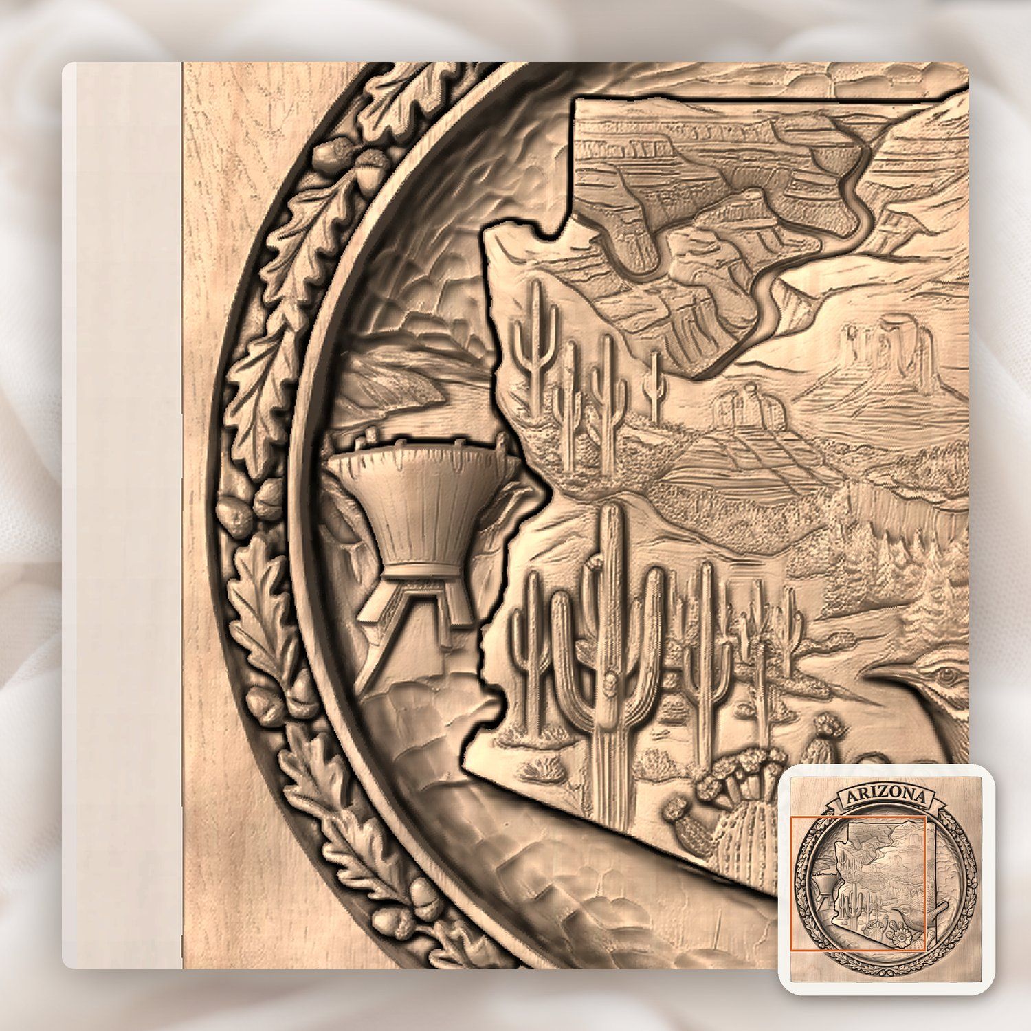 Arizona State Map Grand Canyon CNC Relief STL bas-relief STL — view 7