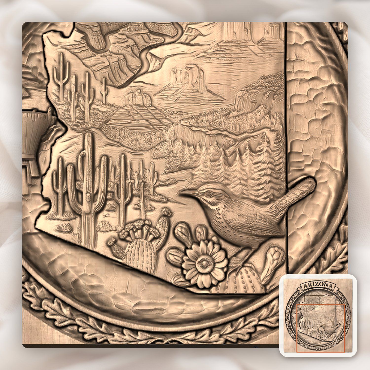 Arizona State Map Grand Canyon CNC Relief STL bas-relief STL — view 8
